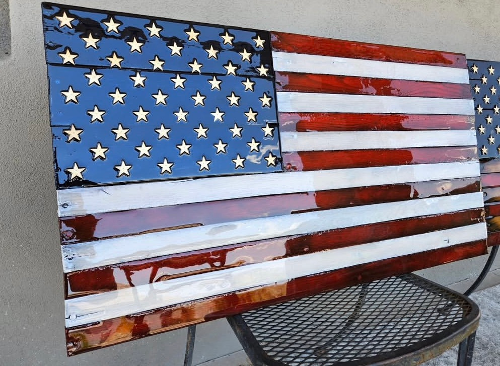 Glossy American Flag with White stripes
